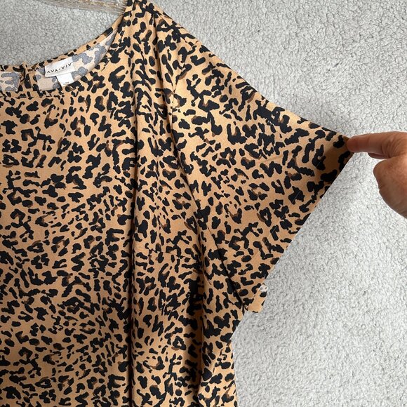 Ava and Viv Top Womens Plus Size 4X Leopard Print Button Back Casual Flowy - Picture 5 of 12
